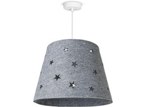 4061981228971 - Kinderleuchte Kinderlampe Kinderzimmer Pendelleuchte Stoff Sterne Jungen Mädchen Pendelleuchte Grau - Paco Home