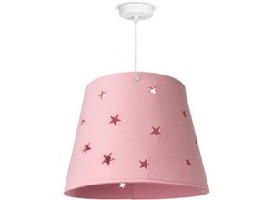 4061981228988 - Kinderleuchte Kinderlampe Kinderzimmer Pendelleuchte Stoff Sterne Jungen Mädchen Pendelleuchte Pink - Paco Home