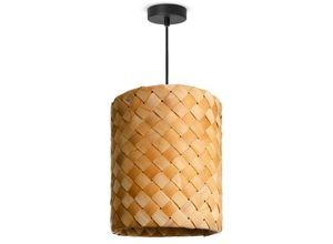 4061981229015 - Pendellampe led Hängeleuchte Wohnzimmer Schlafzimmer Esszimmer Schirm Papier E27 Pendelleuchte - Schwarz Holz (Ø25cm) - Paco Home