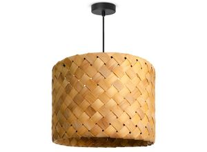 4061981229039 - Pendellampe led Hängeleuchte Wohnzimmer Schlafzimmer Esszimmer Schirm Papier E27 Pendelleuchte - Schwarz Holz (Ø35cm) - Paco Home