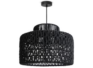 4061981229046 - Pendellampe led Hängeleuchte Wohnzimmer Schlafzimmer Esszimmer Schirm Papier E27 Pendelleuchte - Schwarz Schwarz (Ø40cm) - Paco Home