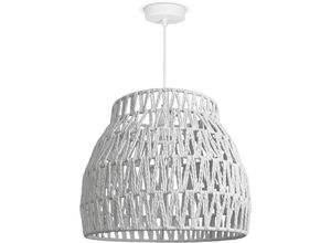 4061981229091 - Pendellampe led Hängeleuchte Wohnzimmer Schlafzimmer Esszimmer Schirm Papier E27 Pendelleuchte - Weiß Weiß (Ø35cm) - Paco Home