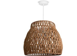 4061981229107 - Pendellampe led Hängeleuchte Wohnzimmer Schlafzimmer Esszimmer Schirm Papier E27 Pendelleuchte - Weiß Natur (Ø35cm) - Paco Home