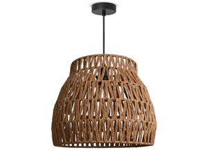 4061981229114 - Pendellampe led Hängeleuchte Wohnzimmer Schlafzimmer Esszimmer Schirm Papier E27 Pendelleuchte - Schwarz Natur (Ø35cm) - Paco Home