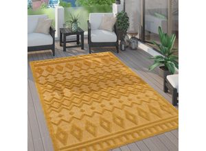 4061981230660 - Paco Home - Outdoor Teppich Wetterfest Wohnzimmer Küchenteppich Skandi Ethno Muster Uni 3D 80x150 cm Gelb 3