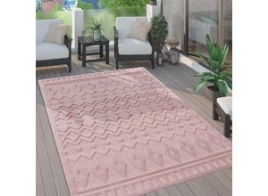 4061981230752 - Paco Home - Outdoor Teppich Wetterfest Wohnzimmer Küchenteppich Skandi Ethno Muster Uni 3D 120x160 cm Pink 3