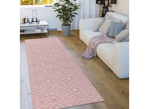 4061981230882 - Paco Home - Outdoor Teppich Wetterfest Wohnzimmer Küchenteppich Skandi Ethno Muster Uni 3D 80x250 cm Pink 2