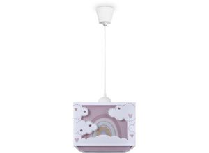 4061981235030 - Kinderzimmer Hängelampe Lampenschirm Stoff Regenbogen Stern Löwe Dino Mond Pendelleuchte - Typ 6 Pink - Paco Home