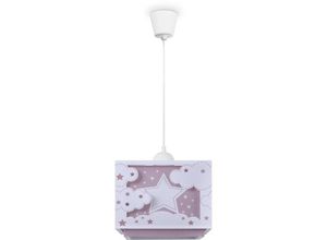 4061981235221 - Kinderzimmer Hängelampe Lampenschirm Stoff Regenbogen Stern Löwe Dino Mond Pendelleuchte - Typ 4 Pink - Paco Home