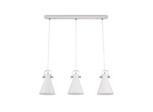 4061981235528 - Pendellampe Wohnzimmer Esszimmer Hängelampe Esstisch Pendelleuchte Industriell Weiß - Silber Pendelleuchte 3-Flammig - Paco Home