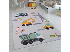 4061981235818 - Teppich Kinderzimmer Kinderteppich Spielteppich Rutschfest Grau Creme 80x150 cm - Paco Home