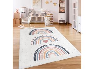 4061981236747 - Kinderteppich Eliz 392 Teppiche Gr B L 120 cm x 160 cm 12 mm 1 St bunt (mehrfarbig) Kinder Kinderzimmerteppiche Kurzflor Spielteppich Patchwork-Muster Motiv Punkte & Regenbogen