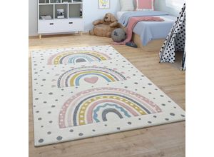 4061981237140 - Kinderteppich Teppich Kinderzimmer Herz Punkte Creme Rosa Blau Gelb 80x150 cm - Paco Home