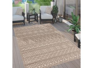 4061981237973 - Paco Home - Outdoor Teppich Wetterfest Wohnzimmer Küchenteppich Skandi Ethno Muster Uni 3D 60x100 cm Beige 3