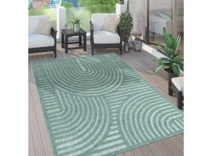 4061981238420 - Paco Home - Outdoor Teppich Wetterfest Wohnzimmer Küchenteppich Skandi Ethno Muster Uni 3D 80x150 cm Türkis 4