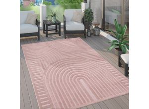 4061981238635 - Outdoor Teppich Wetterfest Wohnzimmer Küchenteppich Skandi Ethno Muster Uni 3D 60x100 cm Pink 4 - Paco Home