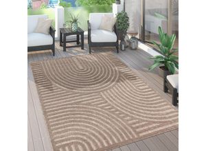 4061981238789 - Paco Home - Outdoor Teppich Wetterfest Wohnzimmer Küchenteppich Skandi Ethno Muster Uni 3D 120x160 cm Beige 4