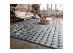 4061981240935 - Teppich Wohnzimmer Schlafzimmer Hochflor Skandinavisches Geometrisches Design 3D 80x150 cm Grau 3 - Paco Home