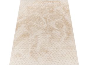 4061981241109 - Hochflor-Teppich Arnheim 742 Teppiche Gr B L 160 cm x 220 cm 26 mm 1 St beige (creme) Esszimmerteppiche Uni Farben Rauten Muster besonders weich Hoch-Tief Effekt