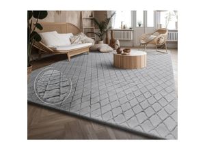 4061981241123 - Teppich Wohnzimmer Schlafzimmer Hochflor Skandinavisches Geometrisches Design 3D 60x100 cm Grau 2 - Paco Home