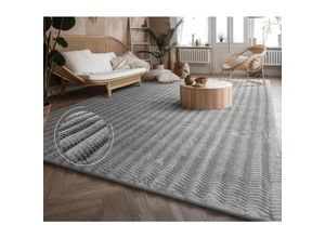 4061981241352 - Teppich Wohnzimmer Schlafzimmer Hochflor Skandinavisches Geometrisches Design 3D 160x220 cm Grau - Paco Home