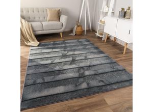 4061981242663 - Hochflor-Teppich Arnheim 744 Teppiche Gr B L 160 cm x 220 cm 24 mm 1 St grau (anthrazit) Esszimmerteppiche Uni Farben gestreift besonders weich Hoch-Tief Effekt