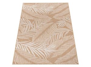 4061981243011 - Paco Home Outdoor Teppich Wetterfest Wohnzimmer Balkon Flachgewebe Florales Muster Beige 80x150 cm