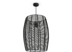 4061981243516 - Led Pendellampe Wohnzimmer Hängeleuchte Esszimmer Vintage Korboptik Boho Natur Pendelleuchte Schwarz 1 - Paco Home