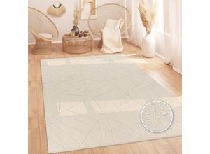 4061981244018 - Paco Home Teppich Wohnzimmer Hochflor Skandinavisches Design Boho Abstrakt Einfarbig Beige 160x220 cm