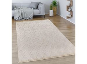 4061981244100 - Paco Home - Teppich Wohnzimmer Esszimmer Boho Rauten Muster Geometrisch Mit Fransen Modern 240x340 cm Creme 7