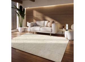 4061981244209 - Teppich Wohnzimmer Kurzflor Geometrisch Skandinavisch Einfarbig Abstrakt Creme 120x170 cm - Paco Home