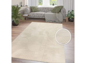 4061981244285 - Hochflor Teppich Wohnzimmer Skandinavisches Muster Boho Design Einfarbig 80x150 cm Creme - Paco Home