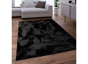 4061981245756 - Teppich Wohnzimmer Kunstfell Shaggy Hochflor Waschbar In Waschmaschine Soft Uni Schwarz 80x300 cm - Paco Home