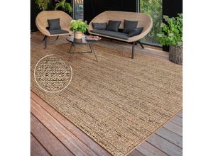 4061981302725 - Paco Home Outdoor Teppich Wetterfest Balkon Küche Wohnzimmer Einfarbig Abstrakt 80x150 cm Beige