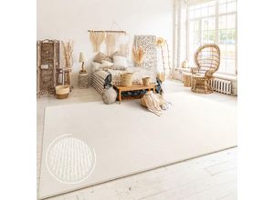 4061981302961 - Teppich Wohnzimmer Kurzflor Skandinavisches Boho Muster Moderne Einfarbige Deko 80x150 cm Creme - Paco Home