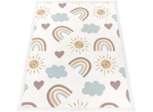 4061981304057 - Kinderteppich Emilia 352 Teppiche Gr B L 120 cm x 160 cm 24 mm 1 St bunt (mehrfarbig) Kinder Kinderzimmerteppiche Kurzflor Sonne Wolken Regenbogen sehr weicher Flor Kinderzimmer