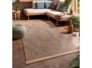 4061981305757 - Teppich Cologne 494 Teppiche Gr B L 120 cm x 160 cm 11 mm 1 St beige Esszimmerteppiche Flachgewebe meliert Rauten Motiv mit Fransen Outdoor geeignet