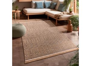 4061981305818 - Teppich Cologne 495 Teppiche Gr B L 160 cm x 220 cm 11 mm 1 St beige Fransenteppich Esszimmerteppiche Flachgewebe meliert Rauten Motiv mit Fransen Outdoor geeignet