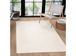 4061981305894 - Teppich Wohnzimmer Schlafzimmer Kurzflor Skandi Muster Arche Bogen Einfarbig 3D 80x150 cm Creme 5 - Paco Home