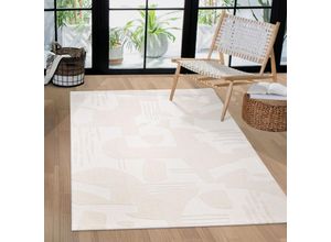 4061981306204 - Teppich Wohnzimmer Schlafzimmer Kurzflor Skandi Muster Arche Bogen Einfarbig 3D 120x170 cm Creme 3 - Paco Home