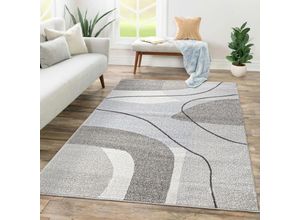 4061981307362 - Teppich Wohnzimmer Kurzflor Abstraktes Muster Geometrisches Design Wellen Motiv Beige 230x320 cm - Paco Home