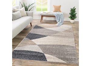 4061981307508 - Teppich Wohnzimmer Kurzflor Abstraktes Muster Geometrisches Design Wellen Motiv 200x280 cm Beige 3 - Paco Home