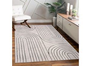 4061981307645 - Paco Home Teppich Wohnzimmer Kurzflor Blätter Floral Regenbogen Geometrisch 80x300 cm Grau 3