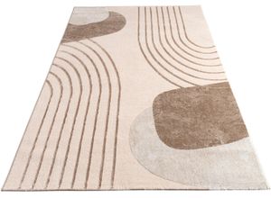 4061981307669 - Teppich Tuana 216 Teppiche Gr B L 160 cm x 230 cm 15 mm 1 St beige Esszimmerteppiche Kurzflor modernes Design Regenbogen Hoch-Tief Struktur Scandi-Look