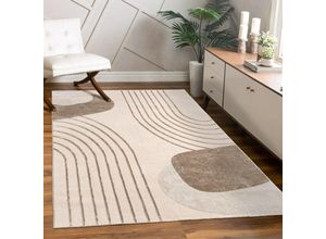 4061981307706 - Teppich Wohnzimmer Kurzflor Blätter Floral Regenbogen Geometrisch 80x300 cm Beige 3 - Paco Home