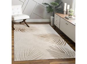 4061981307928 - Teppich Tuana 218 Teppiche Gr B L 240 cm x 340 cm 15 mm 1 St beige Esszimmerteppiche Kurzflor modernes Blätter Design Hoch-Tief-Struktur Wohnzimmer