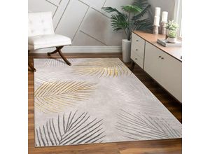 4061981308109 - Teppich Wohnzimmer Kurzflor Blätter Floral Regenbogen Geometrisch 120x160 cm Gold - Paco Home