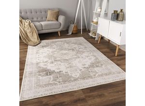 4061981309311 - Teppich Wohnzimmer Kurzflor Rutschfest Weich Orientalisch Bordüre Ornament 60x100 cm Beige - Paco Home