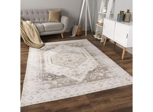 4061981309380 - Teppich Wohnzimmer Kurzflor Rutschfest Weich Orientalisch Bordüre Ornament 80x150 cm Beige 3 - Paco Home