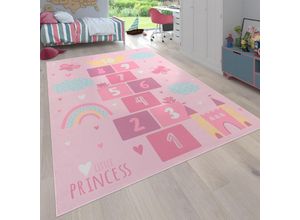 4061981310089 - Teppich Kinderzimmer Kinderteppich Rutschfest Spielteppich Spielfeld Herz Pink 120x160 cm - Paco Home